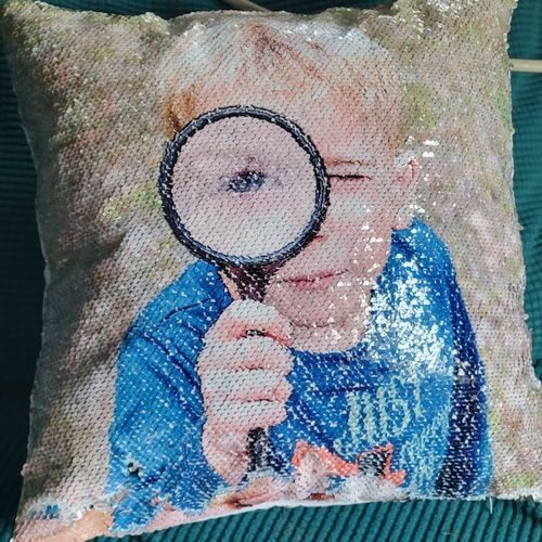 Personalised lol deals sequin cushion
