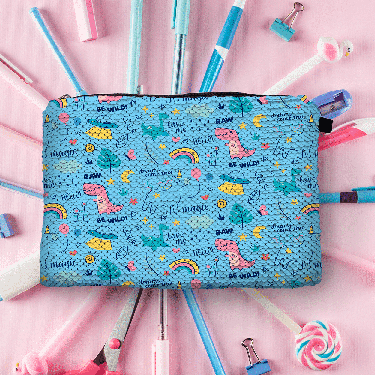 Personalised sequin top pencil case