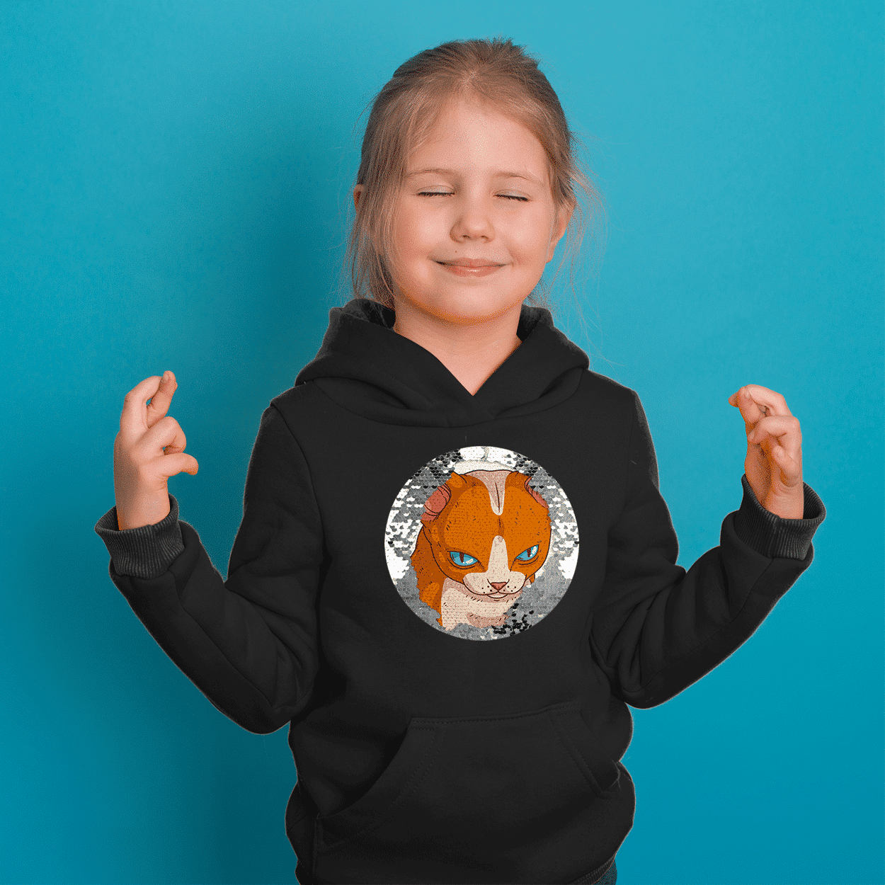 Pailletten-Hoodie für Kinder – einseitiger Druck