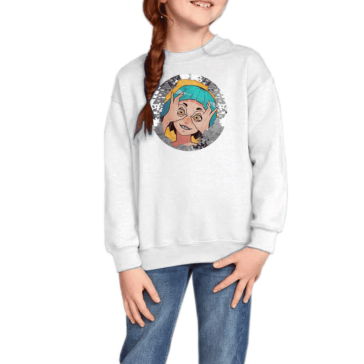 Sweat-shirt à paillettes pour enfants - Impression sur un seul côté