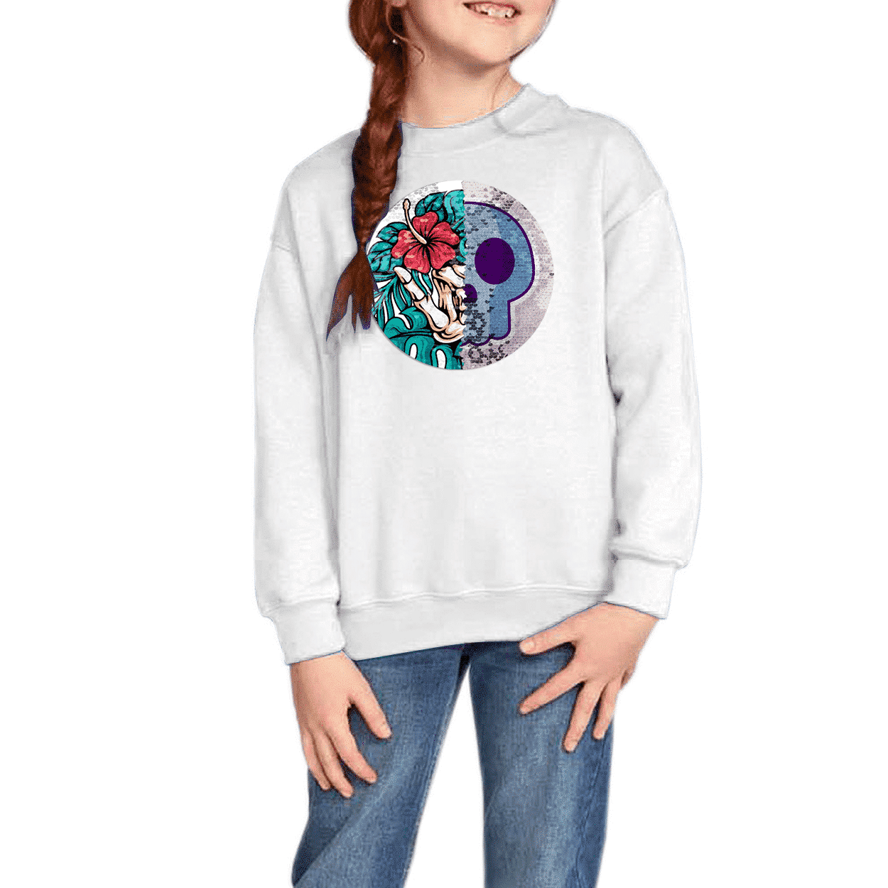 Pailletten-Sweatshirt für Kinder – doppelseitiger Druck